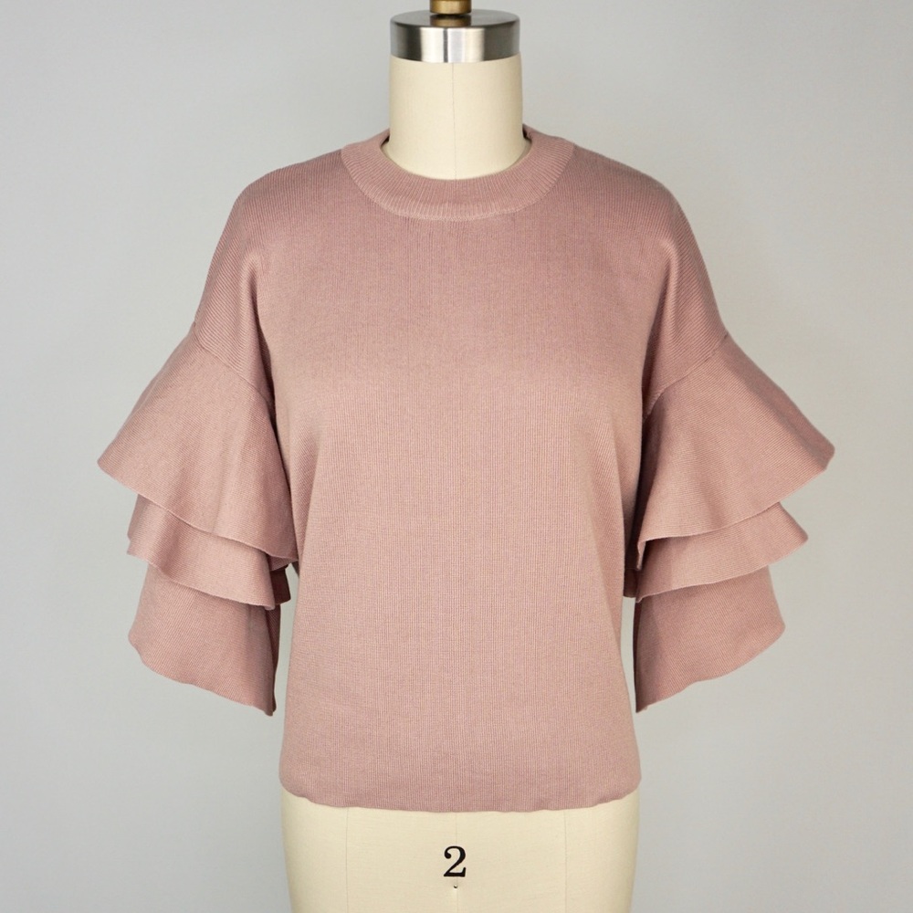 HOST PICK!! Ruffled Sleeves Knit Top